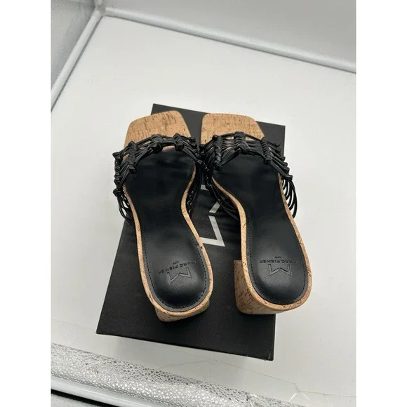 New Marc Fisher‎ LTD Colica Leather Heeled Mules Square Toe Block Heel Black 9M - Picture 6 of 8